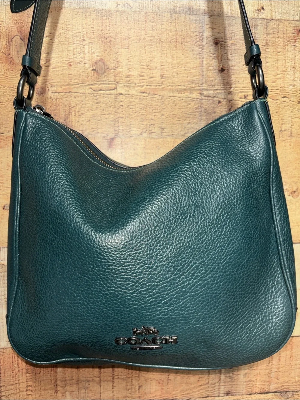 Coach Pebbled Leather Saddle Hobo Bag in Teal/blue
